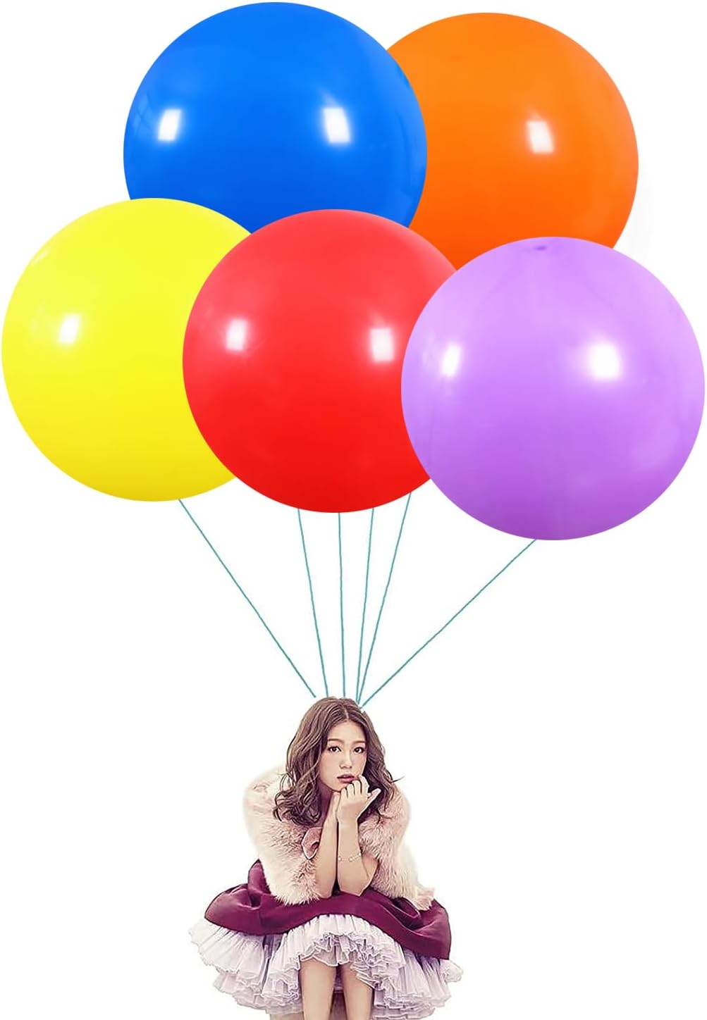 Globos redondos grandes de 36 pulgadas, paquete de 5 globos gigantes gruesos de colores surtidos para sesiones de fotos, bodas, baby shower,