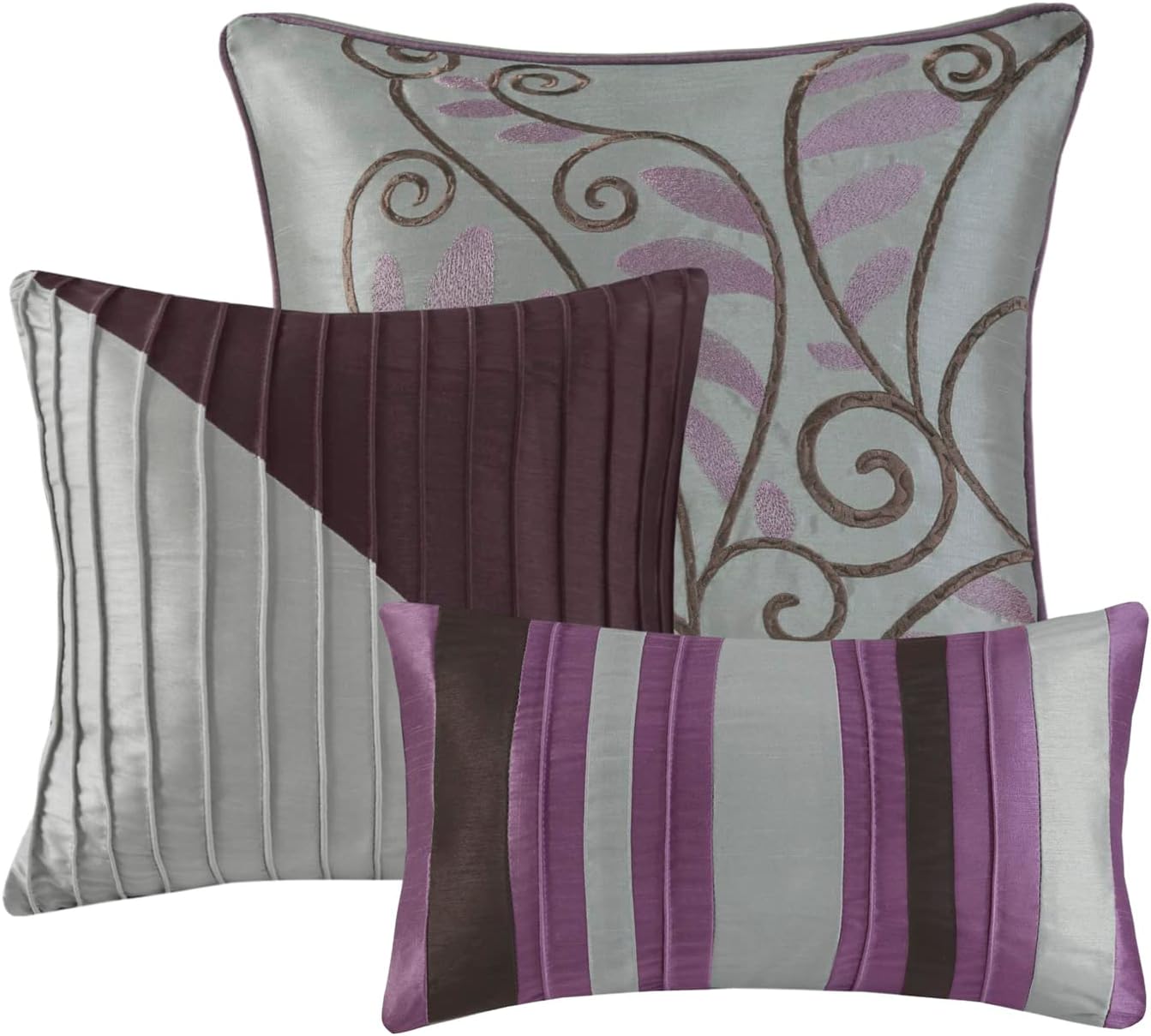 Madison Park – Juego de edredón Amherst, de seda sintética, diseño contemporáneo, fundas y faldón de cama, almohadas decorativas, tamaño Queen (90 x