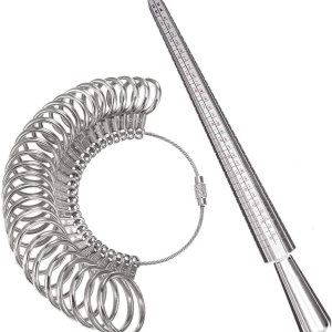 AMERICAN PHOENIX Herramienta de medición de anillo, calibre de anillo de metal con anillo de aluminio, kit de medidores de joyería para mujeres y AMERICAN PHOENIX Herramienta de medición de anillo, calibre de anillo de metal con anillo de aluminio, kit de medidores de joyería para mujeres y