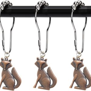 Juego de 12 ganchos para cortina de ducha, colgante de zorro, decoración temática de animales, accesorio de decoración de baño de casa, anillo de Juego de 12 ganchos para cortina de ducha, colgante de zorro, decoración temática de animales, accesorio de decoración de baño de casa, anillo de