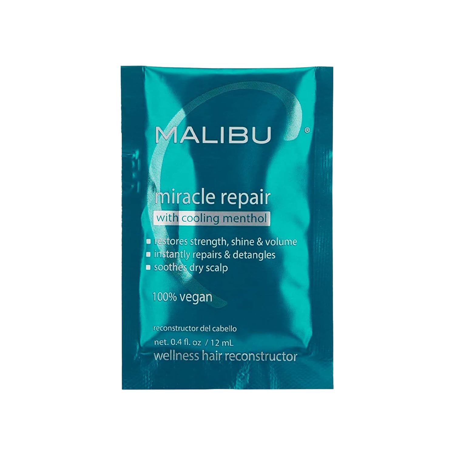 Malibu C Miracle Repair – Reconstructor capilar con mentol refrescante, tratamiento nutritivo de reparación capilar para hebras débiles y dañadas,