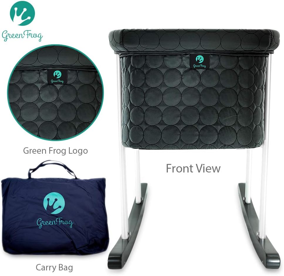 Cuna  Mecedora suave  Ventanas de malla  Colchón seguro para bebés  Ruedas ocultas para un fácil movimiento  Lavable  Ligero y portátil (negro)