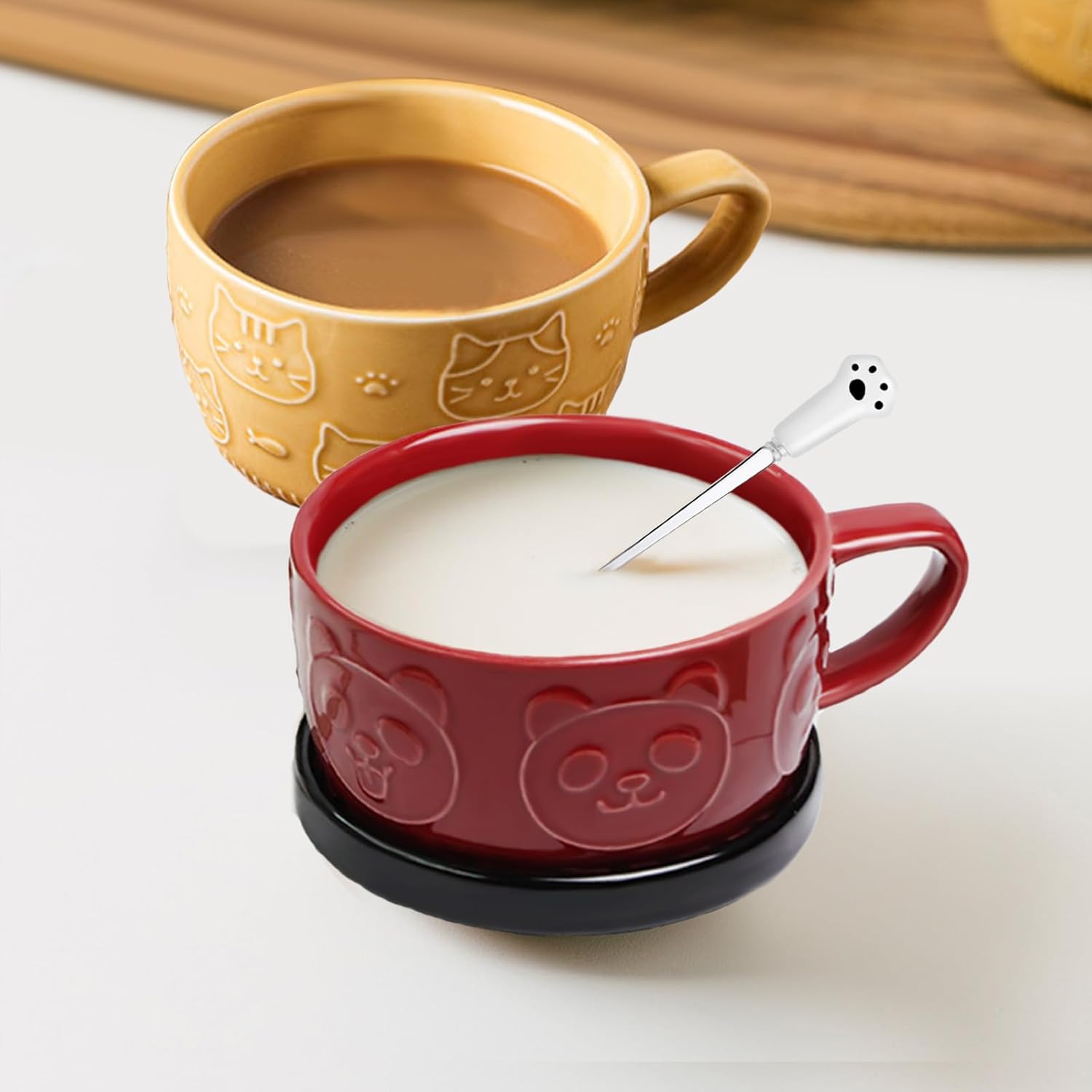 Regalos para mujeres, tazas de café Kawaii Panda con tapas, regalos de cumpleaños de Navidad para niñas, amigos, niños, hombres, esposa, mamá,