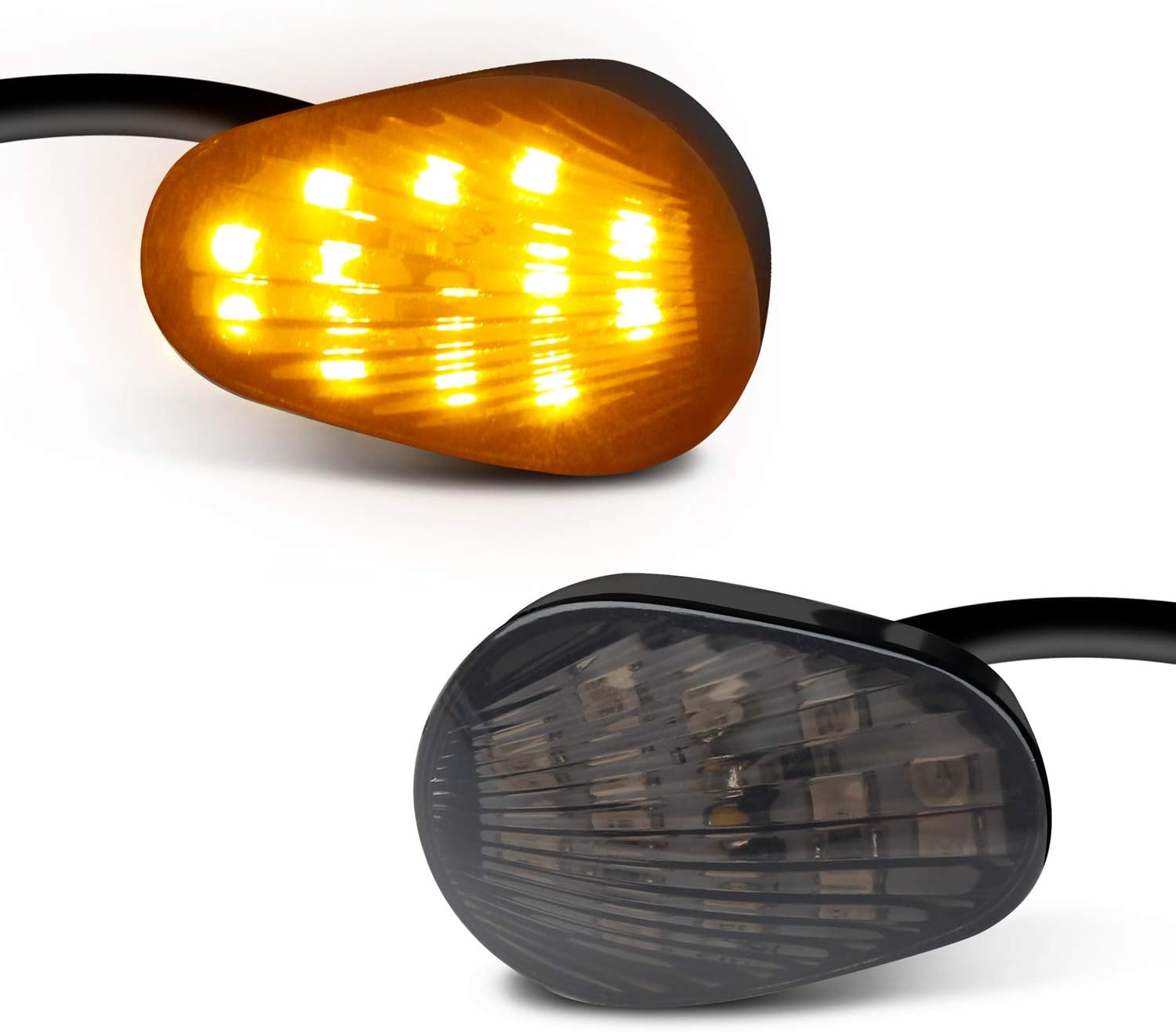 NTHREEAUTO Luz intermitente LED de montaje empotrado ahumada compatible con Yamaha YZF R1 R6 R6S, indicadores universales de motocicleta de 12 V