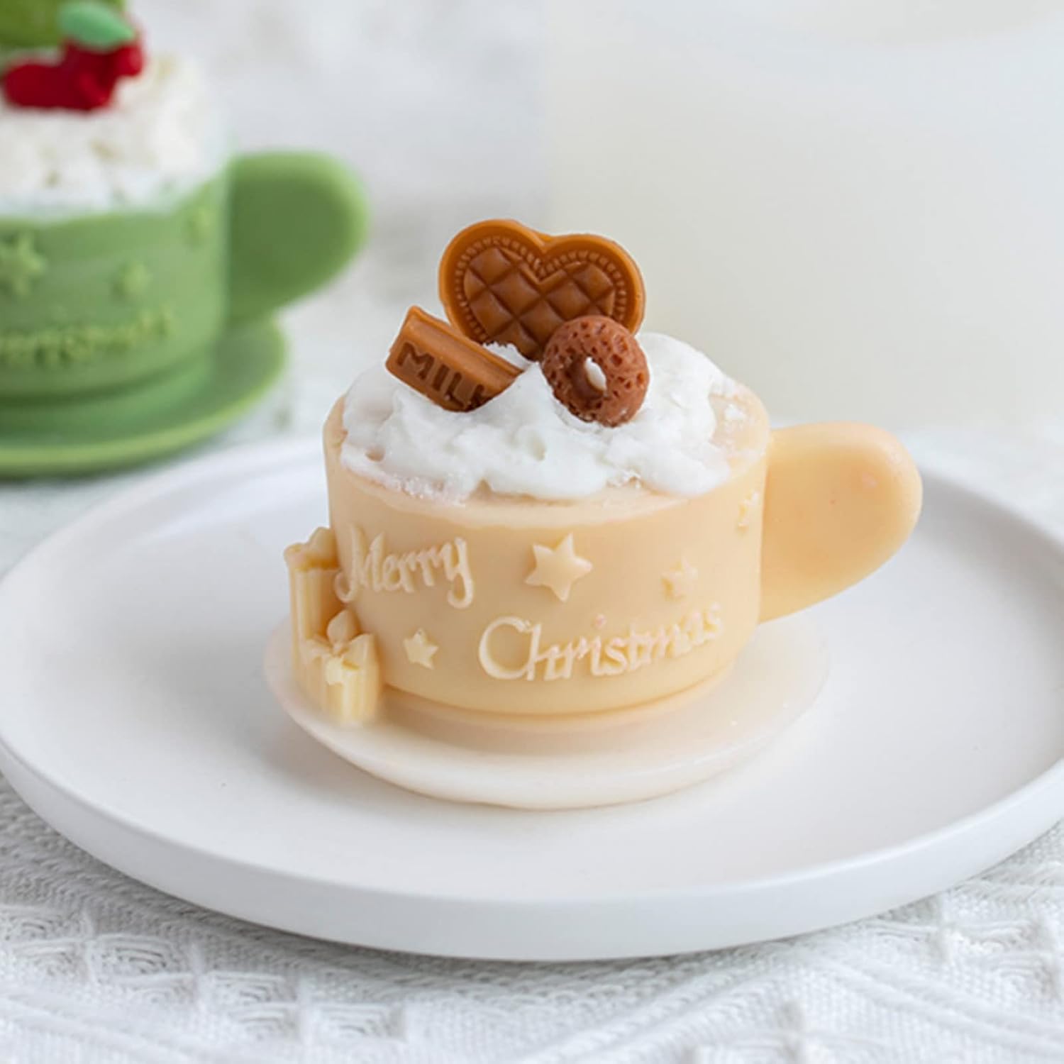 Molde de silicona para velas de copa de Navidad, molde de jabón de cera de soja, molde de fondant, molde de pastel de caramelo de chocolate, yeso,