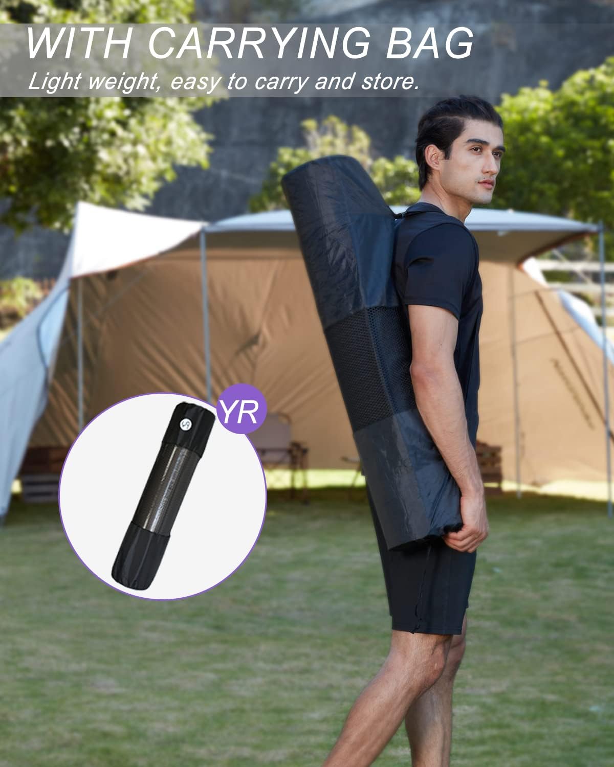 YR Tapete de yoga grueso y ancho para el hogar, 76.7 x 35.4 pulgadas, tapete de yoga grande extra largo y ancho para hombres y mujeres con bolsa de