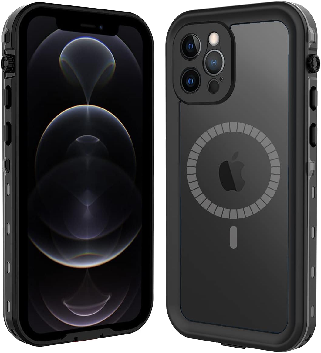 ShellBox Case Funda impermeable para iPhone 12 Pro Max, con protector de pantalla integrado, funda protectora de cuerpo completo a prueba de golpes,