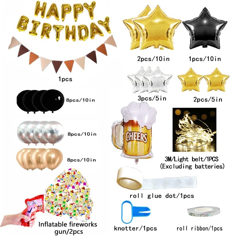 Juego de globos de decoración de fiesta de cumpleaños para niños y niñas, juego de globos de feliz cumpleaños, globo de papel de aluminio, globo de