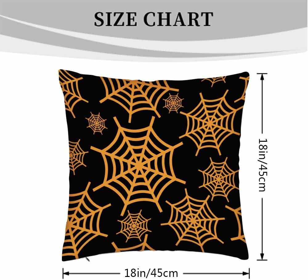 Beabes Fundas de almohada cuadradas de 18 x 18 pulgadas para decoración de telaraña de Halloween, para hombres y mujeres, para sofá, dormitorio,