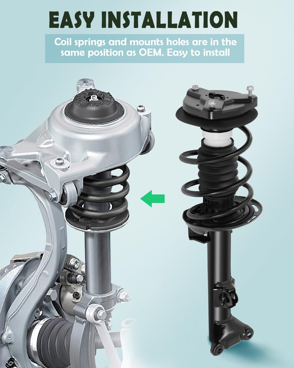 SCITOO Puntales delanteros completos de resorte para Mercedes-Benz C230 08-09, para Mercedes-Benz C250 10-11, Mercedes-Benz C300 08-11, para