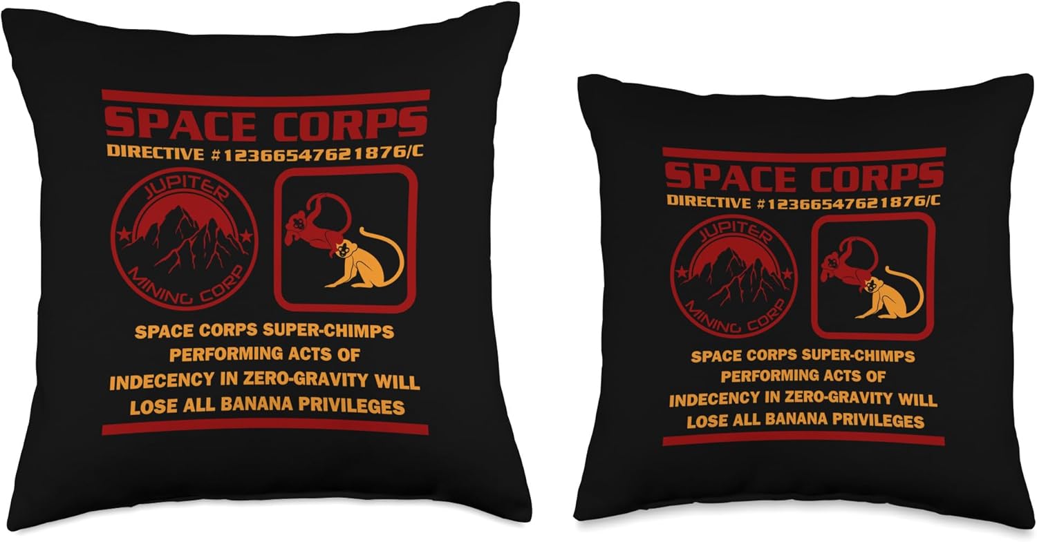 JMC Space Corps Directive #1236 Banana Privileges Throw Pillow, 18×18, Multicolor