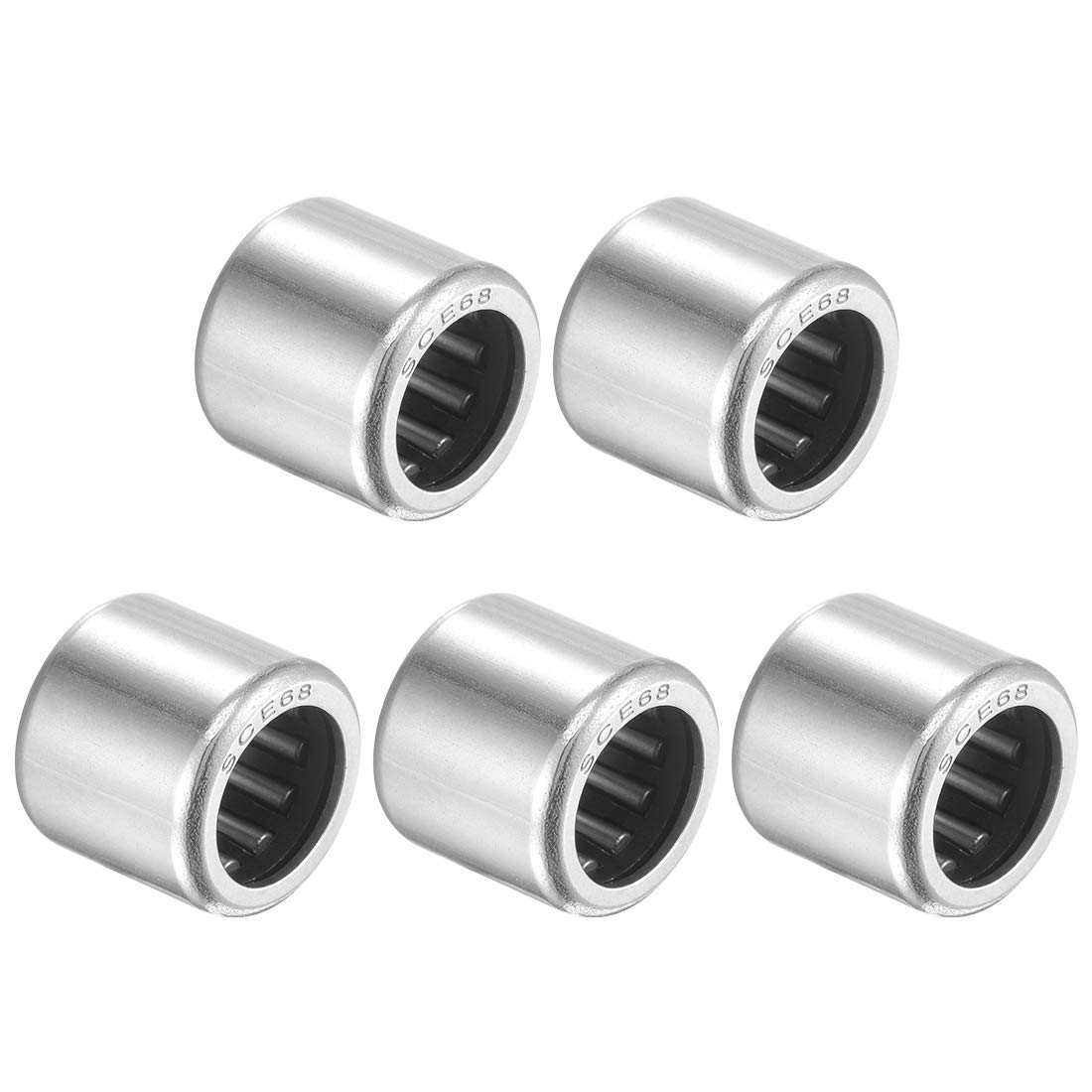 uxcell SCE68 Rodamientos de agujas de 38 pulgadas de diámetro exterior de 916 pulgadas de ancho, extremo abierto de acero cromado, 5 piezas
