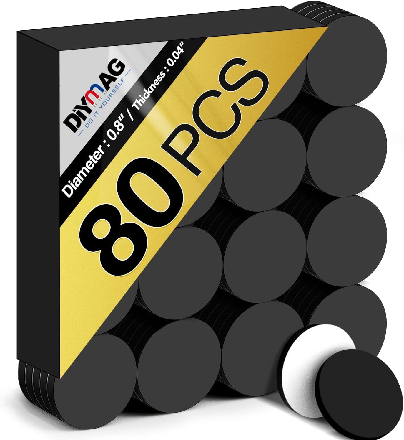 DIYMAG 80 puntos magnéticos con autoadhesivo, imanes redondos, cinta magnética flexible con adhesivo para manualidades, fotos y almacenamiento de