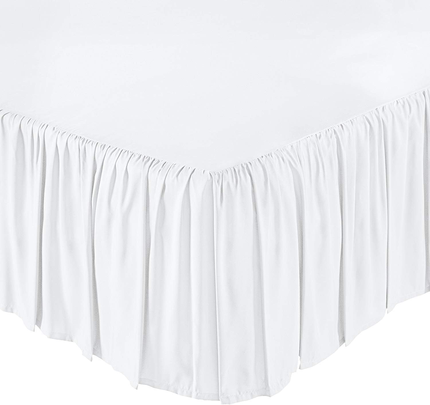 KP Linen Falda de cama con volantes con esquinas divididas, tamaño Queen (caída de 18 pulgadas), falda de cama con volantes y plataforma con