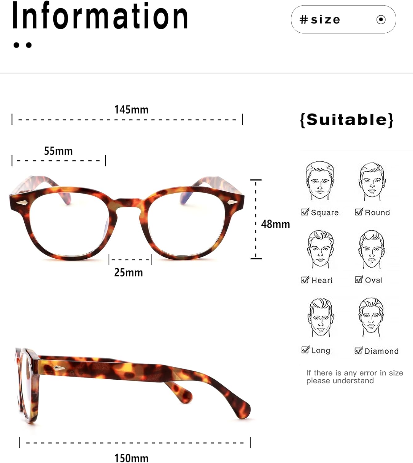 Pro Acme Gafas de luz azul redondas retro para hombres y mujeres, a la moda, UV400, gafas antiazul, lentes transparentes de 2.165 in