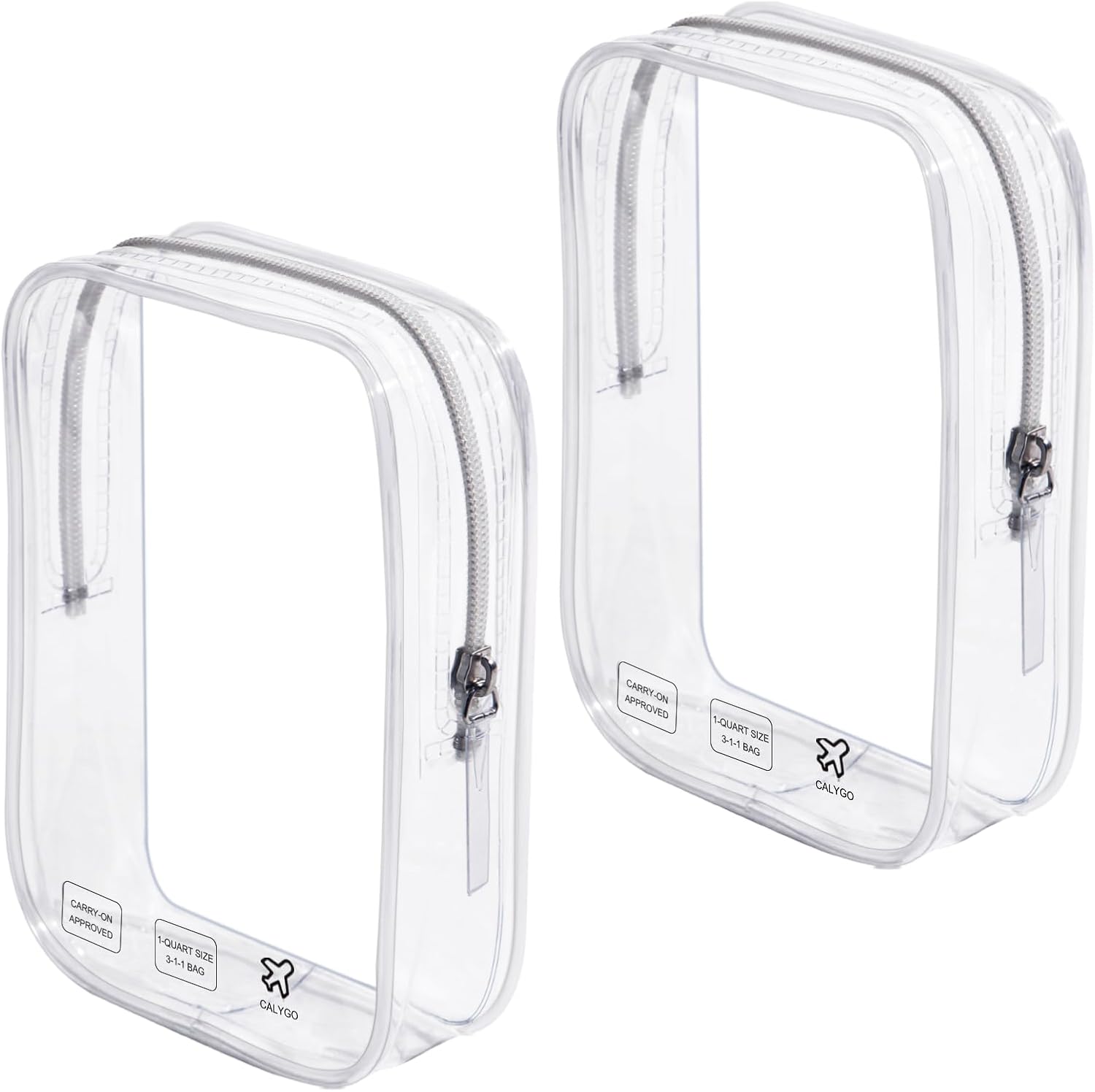 Accesorios de avión imprescindibles de 1 cuarto de galón, bolsa de viaje aprobada por la TSA para mujeres que viajan, 2 Pack Clear, Bolsa de viaje
