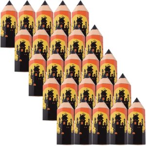 Suministros de fiesta, 50 unidades de Halloween con forma de lápiz, caja de regalo de dulces, cajas de golosinas para dulces, contenedor para Suministros de fiesta, 50 unidades de Halloween con forma de lápiz, caja de regalo de dulces, cajas de golosinas para dulces, contenedor para