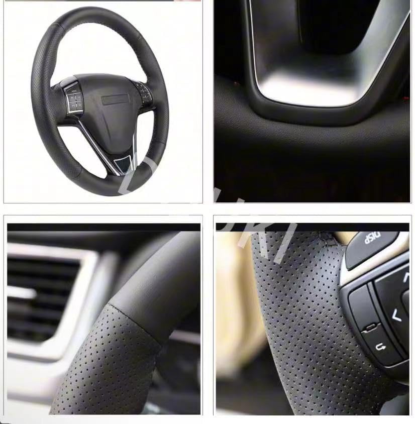 Cubierta de cuero negro del volante del coche para Nissan March Sunny Versa 2013 cubierta del volante del coche cosido a mano