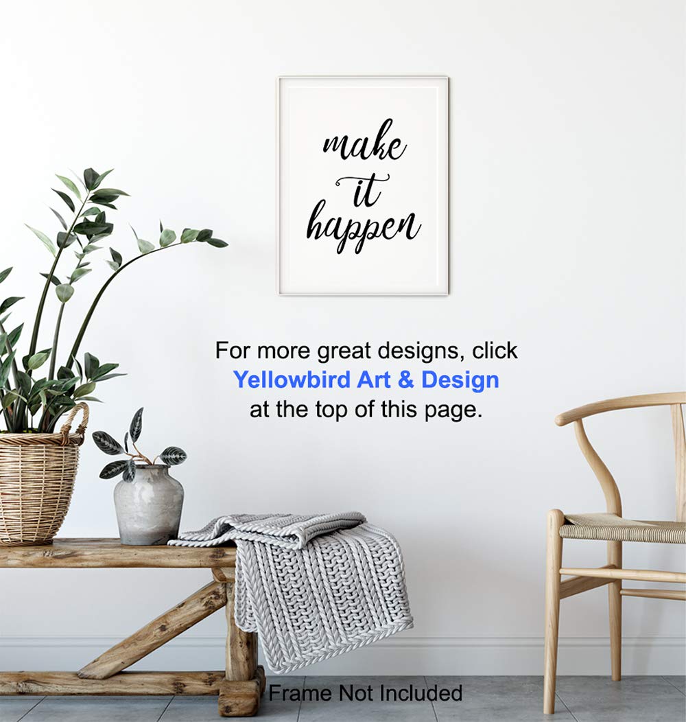 Make It Happen – Unframed Wall Art Print Typography – Perfect Affordable Gift – Motivational Quote – Great For Office and Home Decor – Ready to