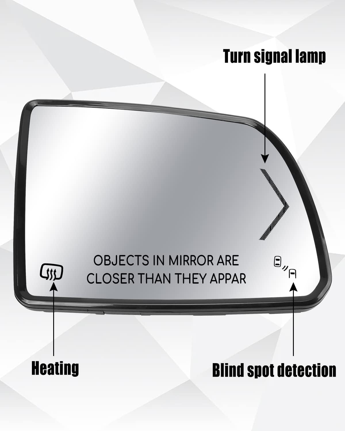 Espejo calefactable para el lado del pasajero para Toyota Sequoia 2008-2017 Toyota Tundra 2007-2020, espejo retrovisor lateral derecho con lámpara