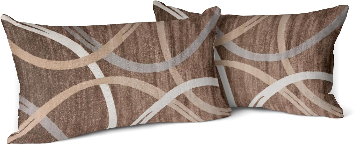 Snycler Juego de 2 fundas de almohada con círculos ondulados, modernos anillos de contraste opacos, fundas geométricas para sofá, hogar, decoración