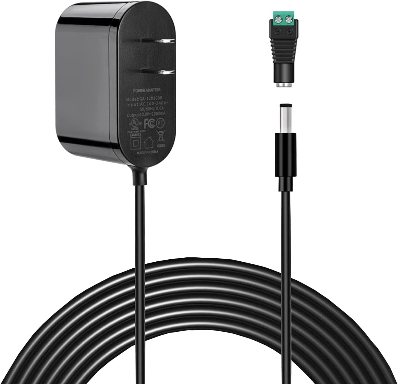 Fuente de alimentación DC de 12 V, Hosyl con certificación UL, fuente de alimentación de 12 voltios y 2 amperios, transformador de 120 V a 12 V con