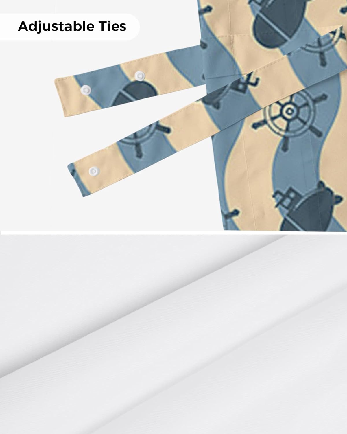 Cenefa de amarre para ventanas, diseño náutico océano profundo con dibujos animados abstractos submarinos, cenefas con bolsillo para barra, cortinas