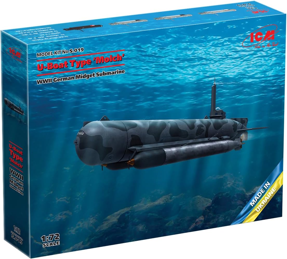 ICM S.019 – U-Boat Type ‘Molch’, Submarino alemán enano de la Segunda Guerra Mundial (100% nuevos moldes) – Escala 172