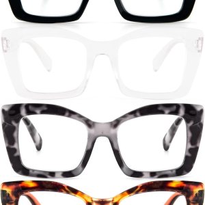 DXYXYO Lentes de lectura cuadrados de gran tamaño para mujer, bloqueo de luz azul, estilo Oprah, marco grueso, lectores con bisagra de resorte DXYXYO Lentes de lectura cuadrados de gran tamaño para mujer, bloqueo de luz azul, estilo Oprah, marco grueso, lectores con bisagra de resorte