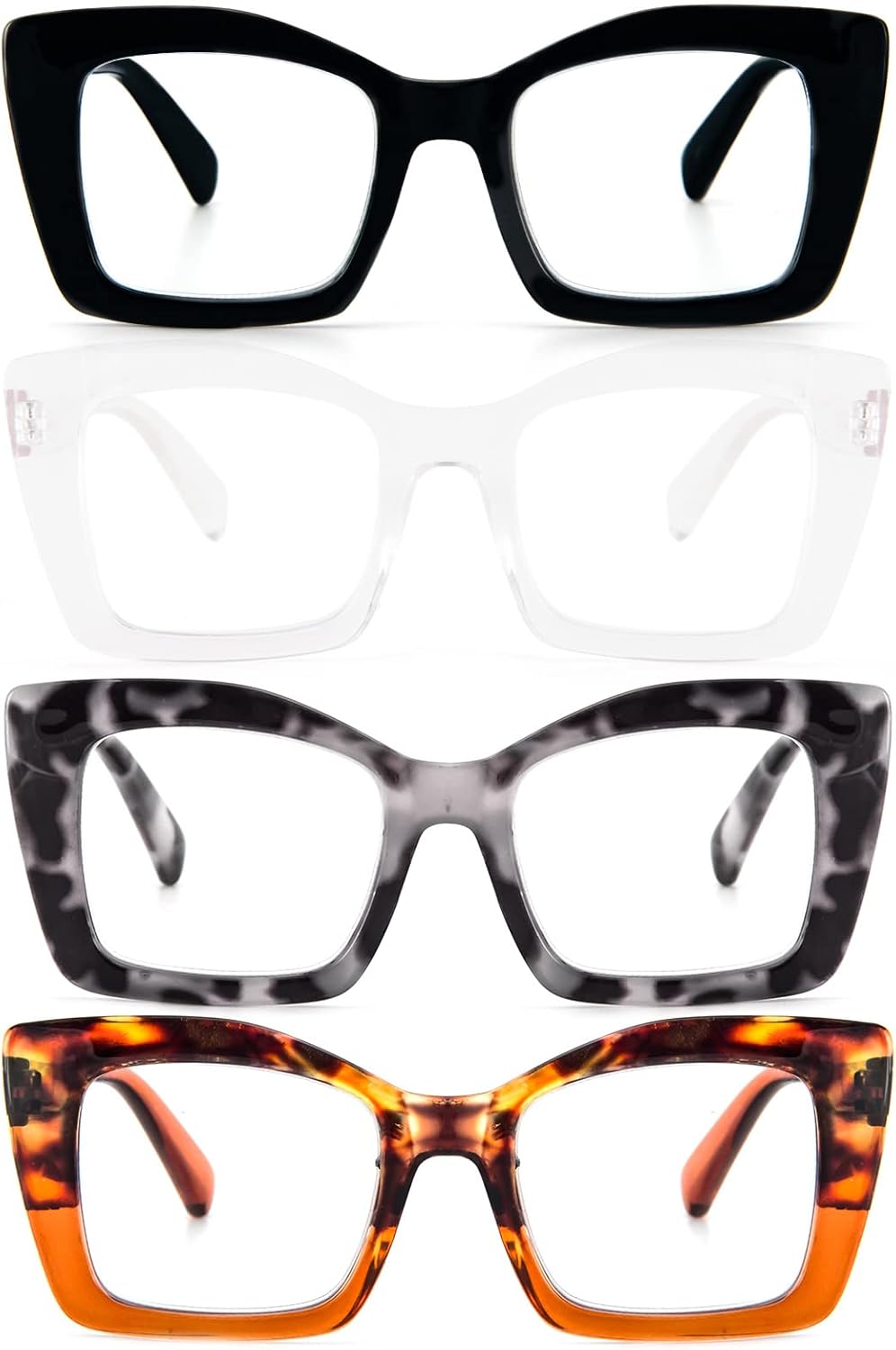 DXYXYO Lentes de lectura cuadrados de gran tamaño para mujer, bloqueo de luz azul, estilo Oprah, marco grueso, lectores con bisagra de resorte