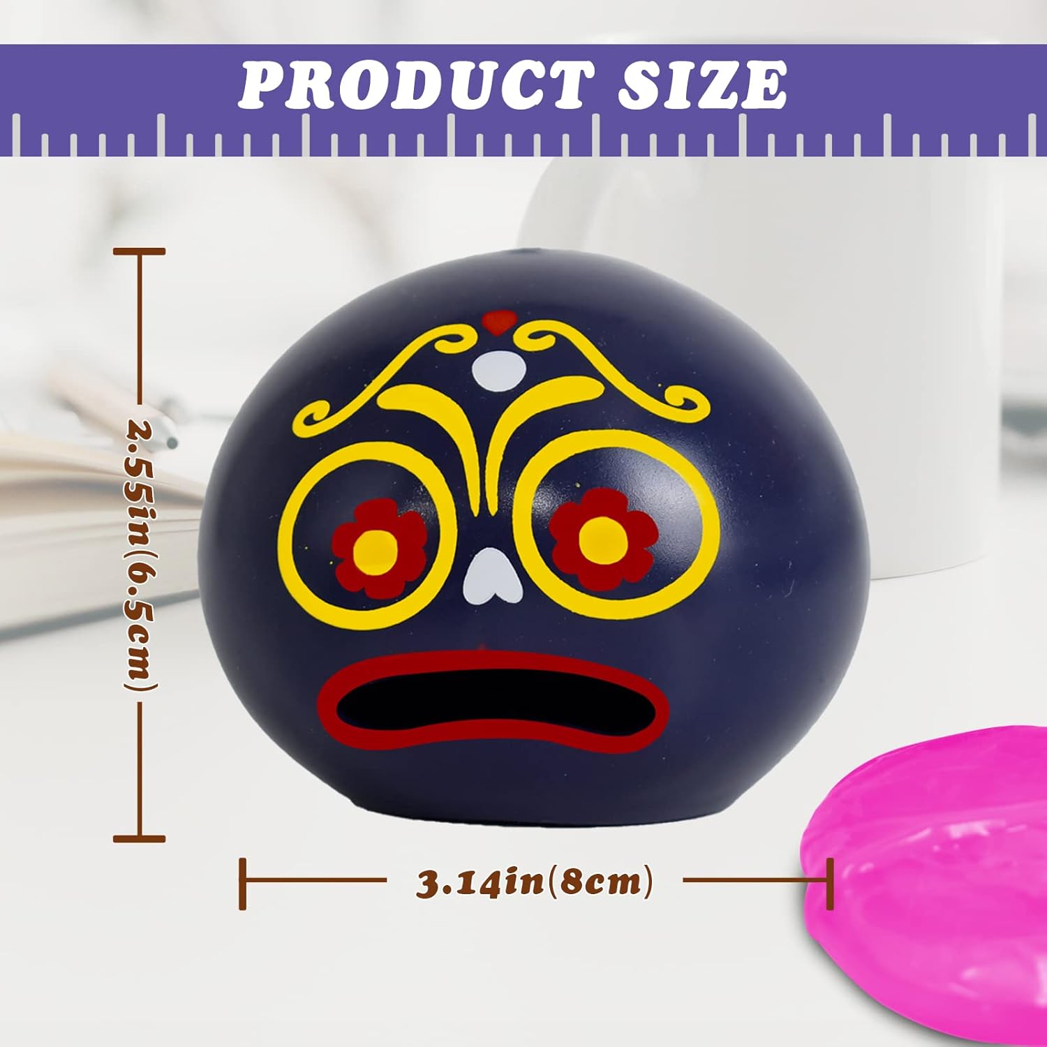 BB SCIENCE Slime ups 3.2In Round Expression Stress Ball, Novelty Stress Relief Squeeze Toys, Tricky Play Fidget Toys, Vent Decompression Slime Ball
