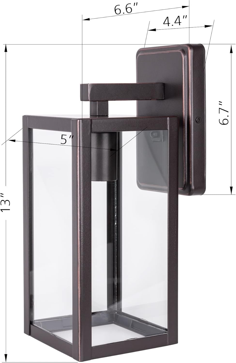 LIT-PaTH Farol de pared para exteriores, aplique de pared como accesorio de iluminación de porche con una base E26 máximo de 60 W, carcasa de metal