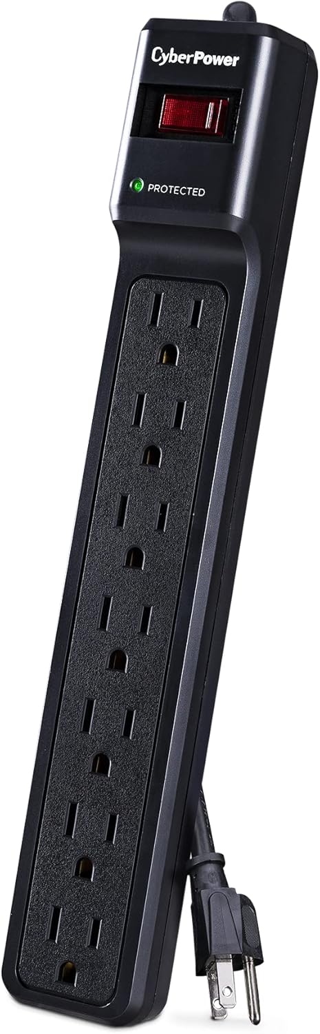 CyberPower CSB706 – Protector de sobretensiones esencial, 1500J125V, 7 tomas, cable de alimentación de 6 pies