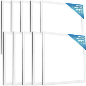 Sunco Lighting Paquete de 10 luces LED de panel plano de 2 x 2 5000 K, 40 W, regulable 0-10 V, 4400 LM, lámpara de repuesto para techo Sunco Lighting Paquete de 10 luces LED de panel plano de 2 x 2 5000 K, 40 W, regulable 0-10 V, 4400 LM, lámpara de repuesto para techo