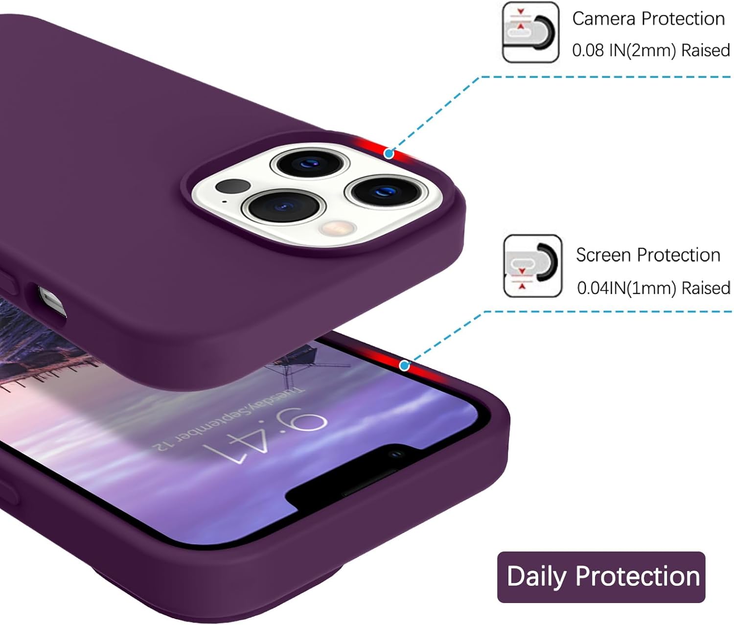BENTOBEN Funda para iPhone 13 Pro, silicona suave, goma de gel, forro de microfibra, parte trasera dura, a prueba de golpes, funda protectora para