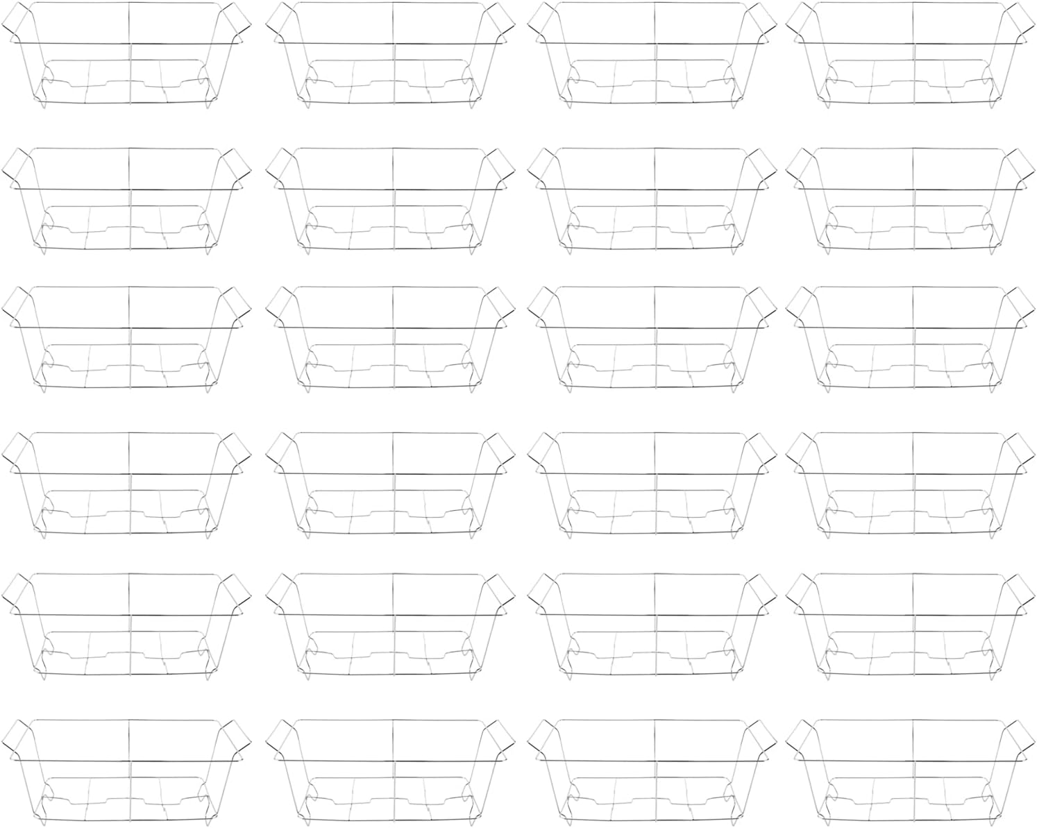 Paquete de 24 platos para bufé, estantes de alambre para rozar, soporte rectangular de tamaño completo, soporte apilable para rozar, marco cromado,