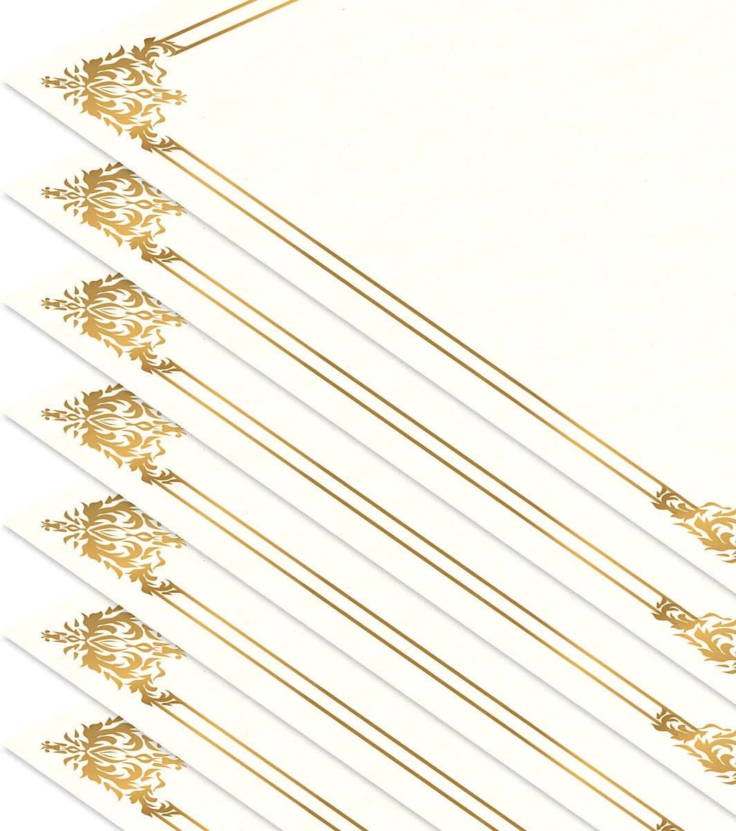 Empire Gold & White Parchment Certificate Papers – Paquete de 100, compatible con impresoras láser y de inyección de tinta, para oficina, premios de