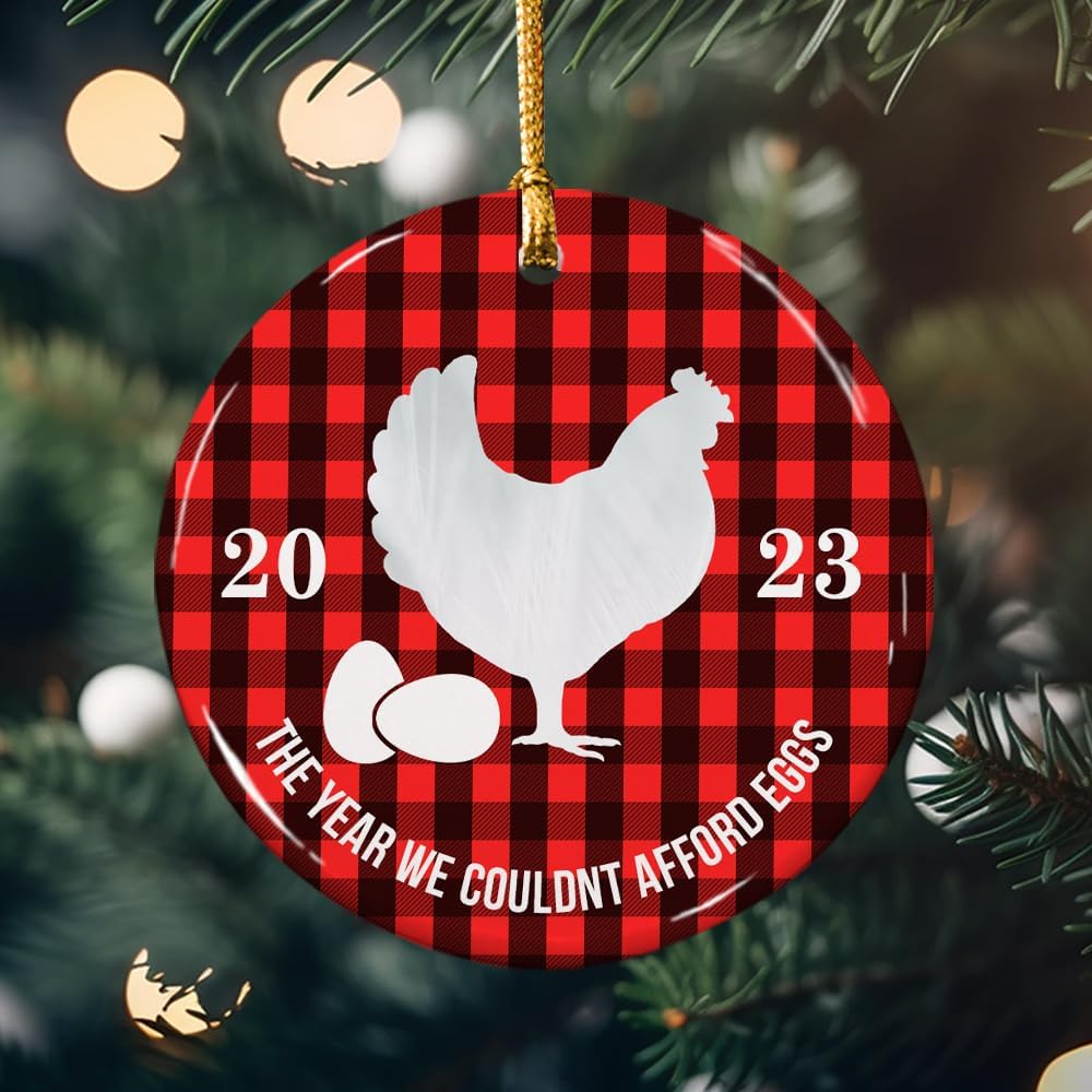 Adorno de huevo de gallina 2023, adorno de cerámica del año que no podíamos permitir, adorno de Navidad, divertido evento conmemorativo, regalos