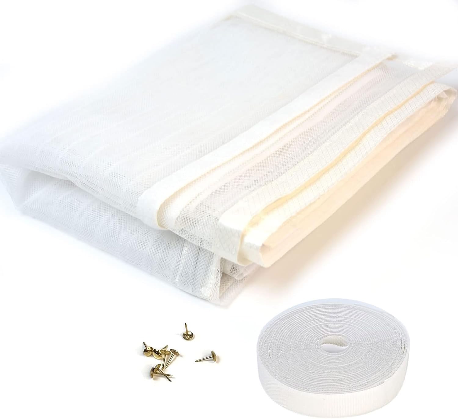 Mosquitera magnética de cierre automático, cortina de malla más gruesa, mantiene a los insectos fuera, color blanco, tamaño real 30 x 48 pulgadas