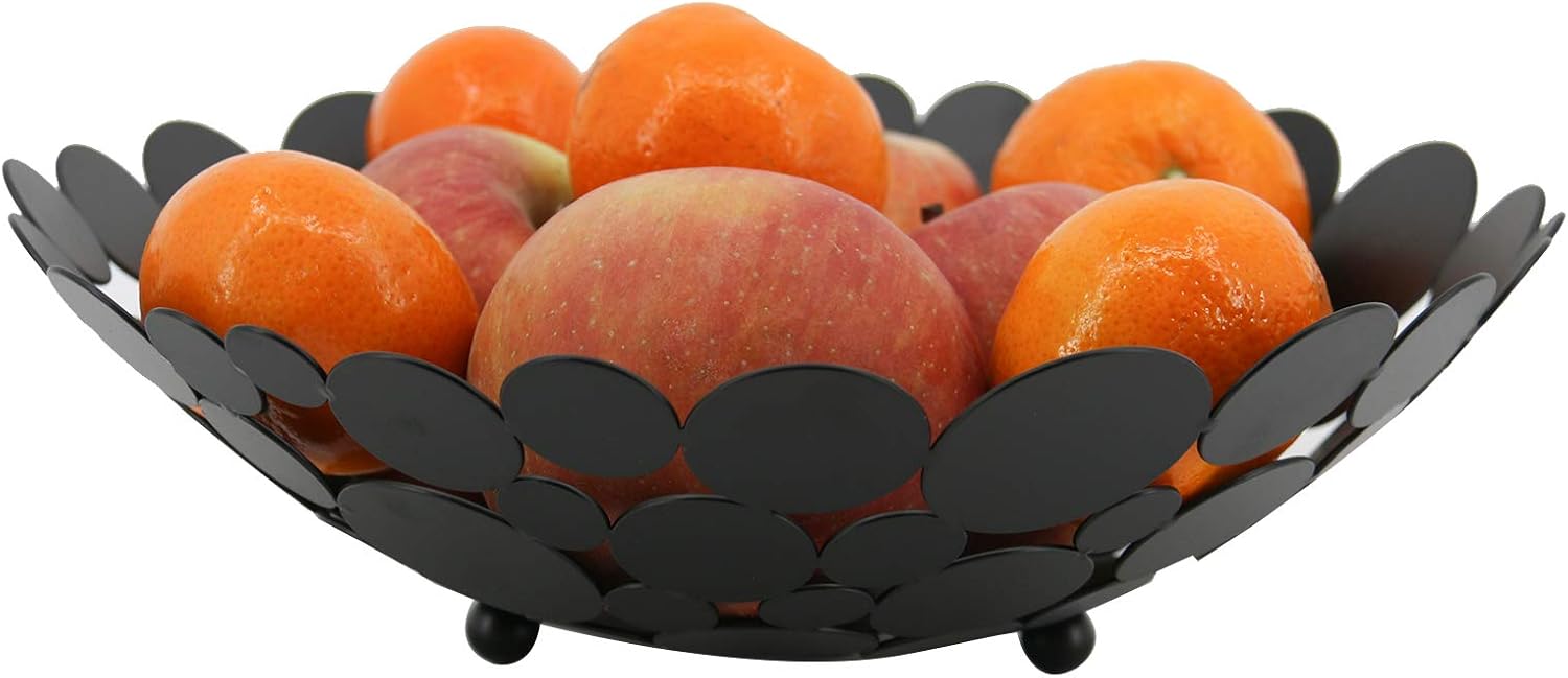 Frutero de metal decorativo para frutero, 11.6 pulgadas, cuenco redondo grande para colocar en la encimera, soporte para frutas para decoración del