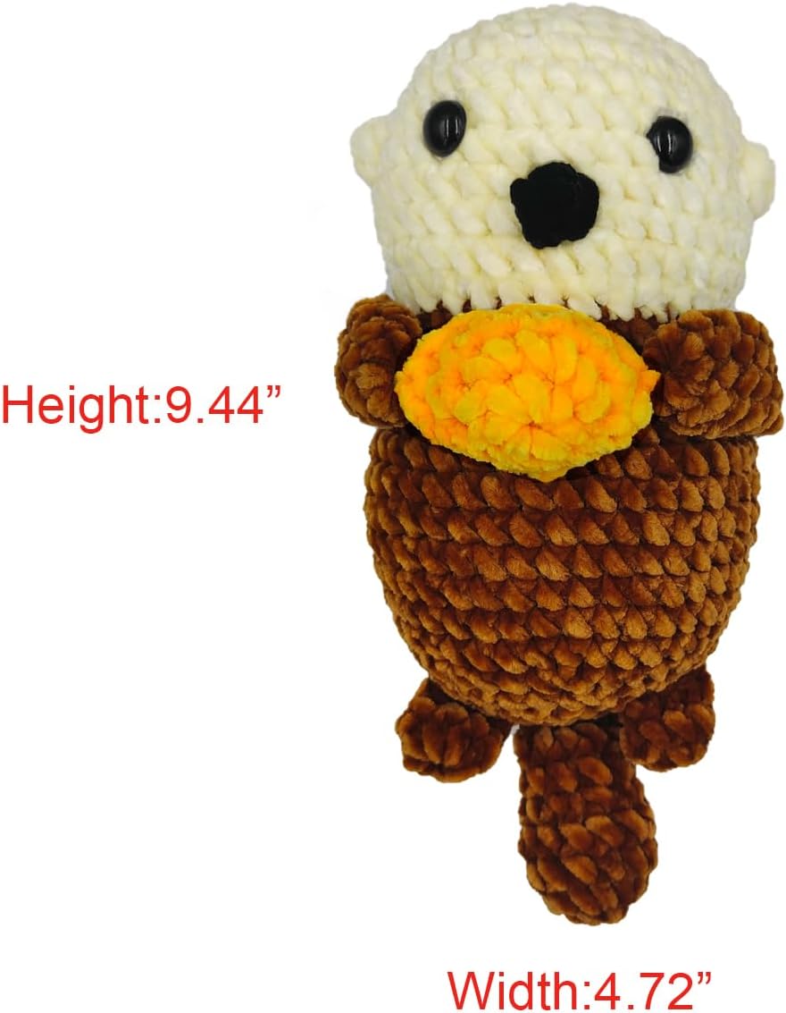 Peluche de ganchillo suave para el día de San Valentín, cumpleaños, para mujeres, hombres y niños pequeños, 9.44 x 4.72 pulgadas (nutria)