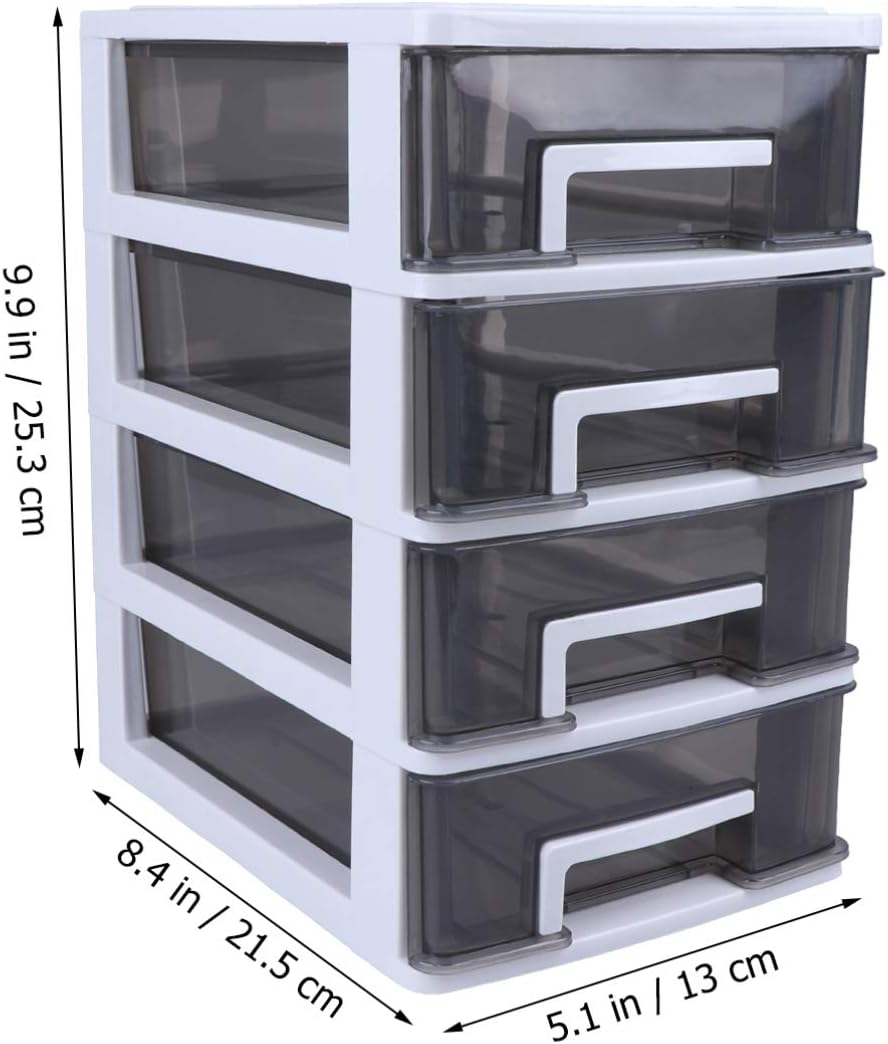 LIFKOME Gabinete de almacenamiento de plástico, tipo cajón, armarios, portátil, multifuncional, organizador de joyas, caja organizadora de joyas, 4