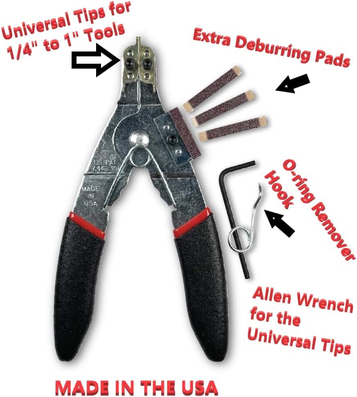 Kit de herramientas, contiene 1 alicates de anillo a presión, 1 llave de clip patentada y clips Milwaukee de 38 pulgadas – Fabricado en los Estados