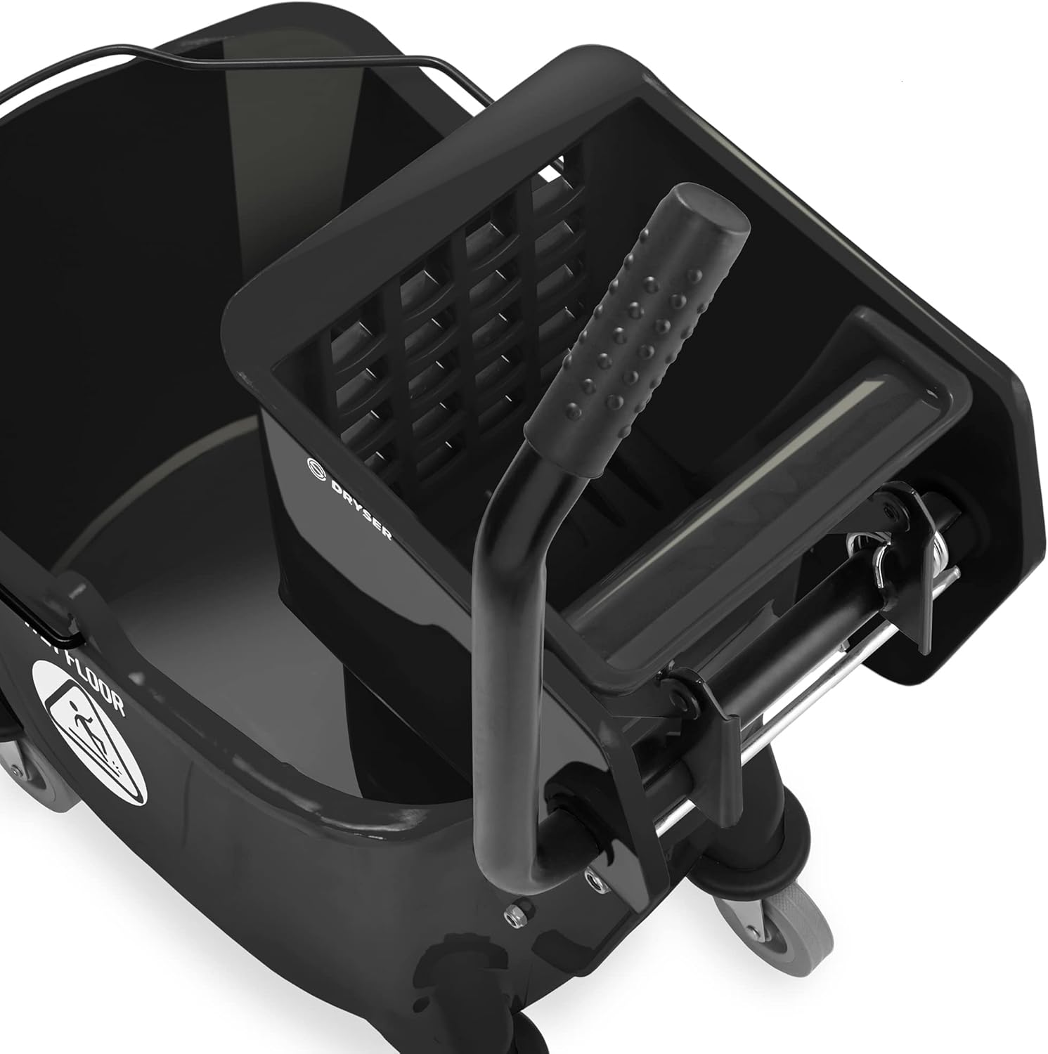 Dryser Comercial prensa lateral escurridor Combo fregona cubo, 33 cuartos de galón, negro