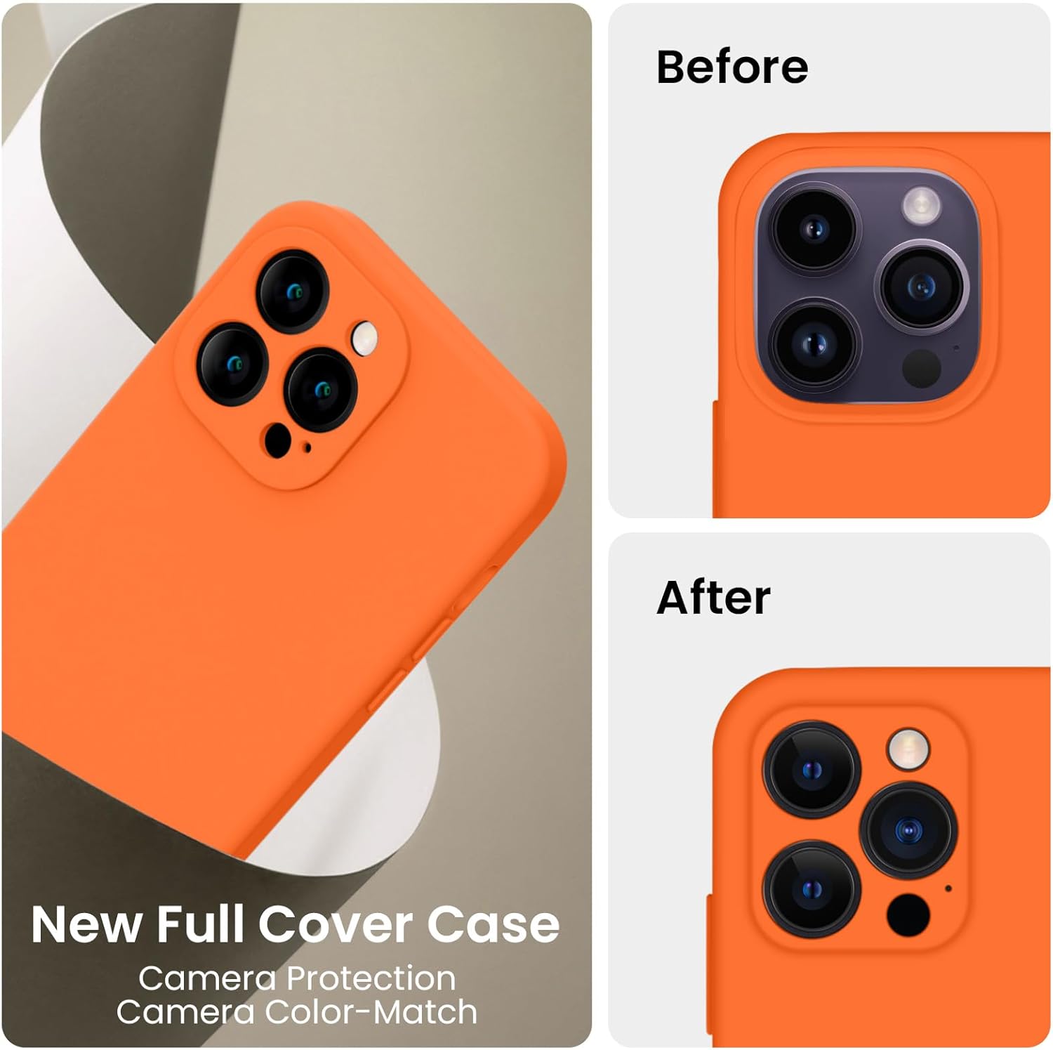 FireNova Funda para iPhone 14 Pro, funda de silicona mejorada protección de cámara con 2 protectores de pantalla, forro interior de microfibra suave