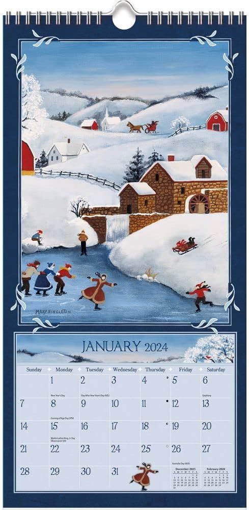 LANG Lang Folk Art 2024 – Calendario de pared vertical (24991079119)