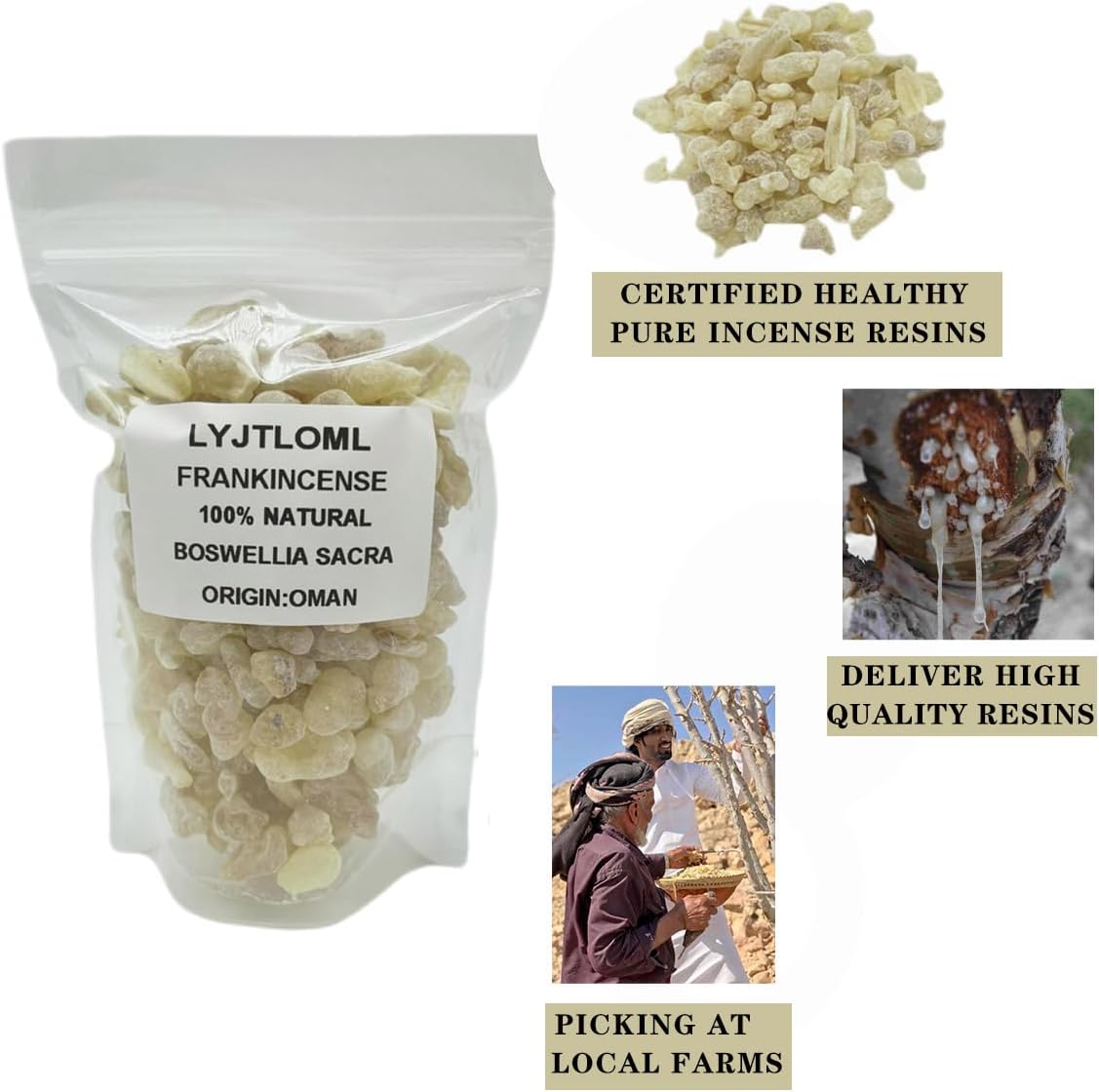 -Resina de incienso, incienso Boswellia Sacra, incienso Hojari de Omán (3.5 onzas, amarillo blanco)