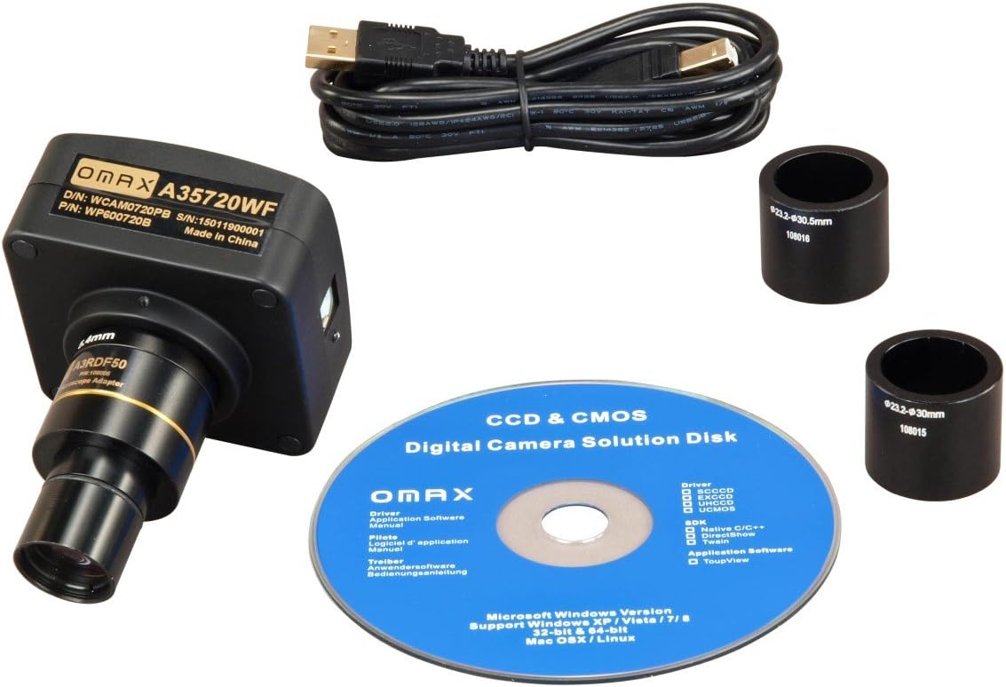OMAX Cámara digital WiFi 720p para microscopio compatible con WindowsMaciOSLinuxAndroid