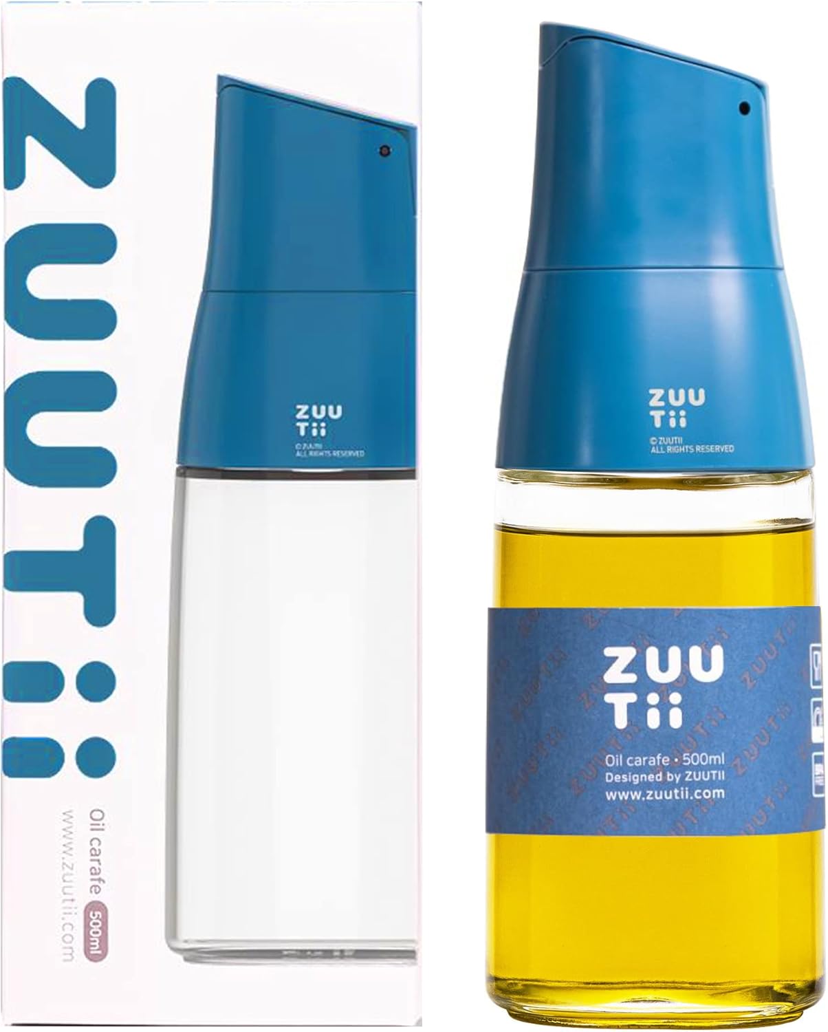 Zuutii Dispensador de aceite de oliva, botella dispensadora de aceite sin goteo para cocina, dispensador de aceite y vinagre, botella de aceite de