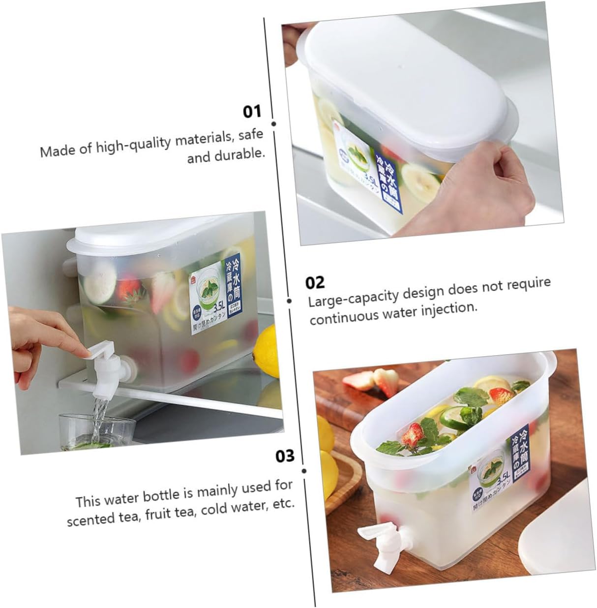 Frigorífico Hervidor de agua de plástico Jarra de agua de plástico Jarra de jugo de plástico Jarra de jugo de bebidas heladas Refrigerador